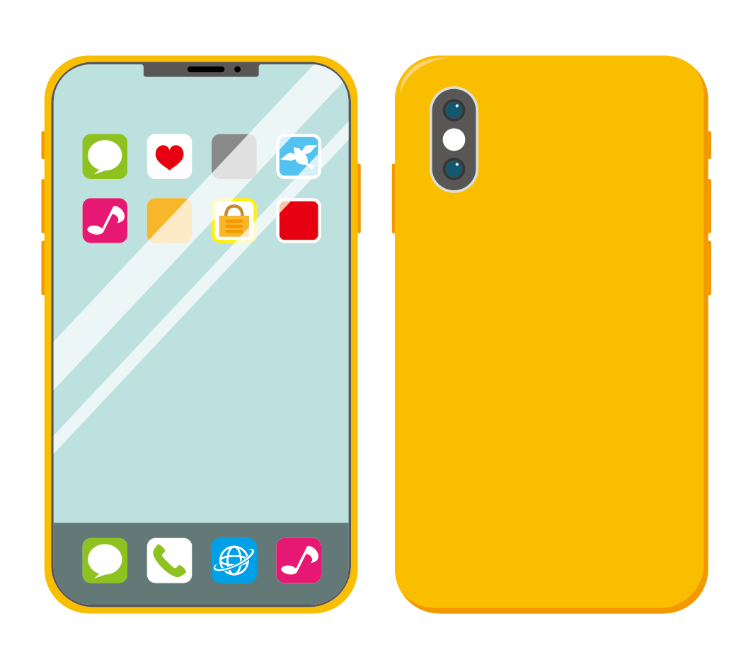 黄色のスマートフォン アイコンあり のイラスト 高品質の無料イラスト素材集のイラサポフリー