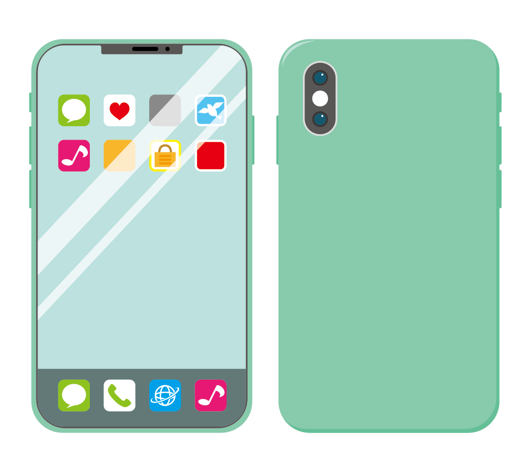 緑色のスマートフォン アイコンあり のイラスト 高品質の無料イラスト素材集のイラサポフリー