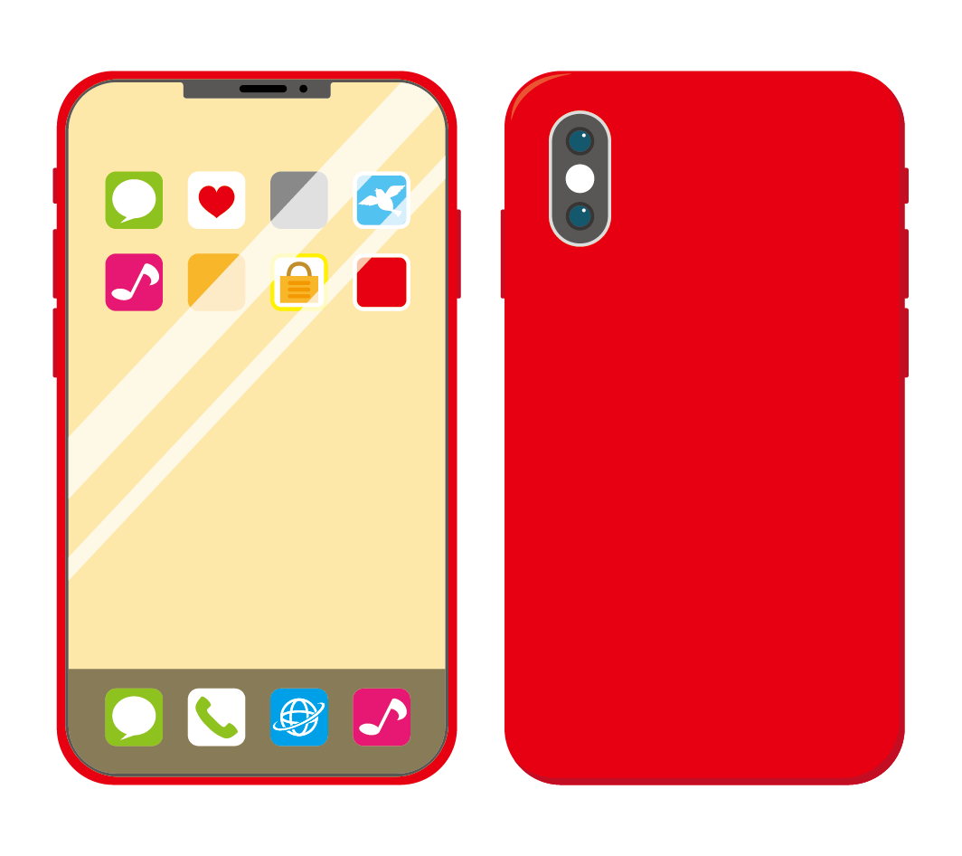 赤色のスマートフォン アイコンあり のイラスト 高品質の無料イラスト素材集のイラサポフリー
