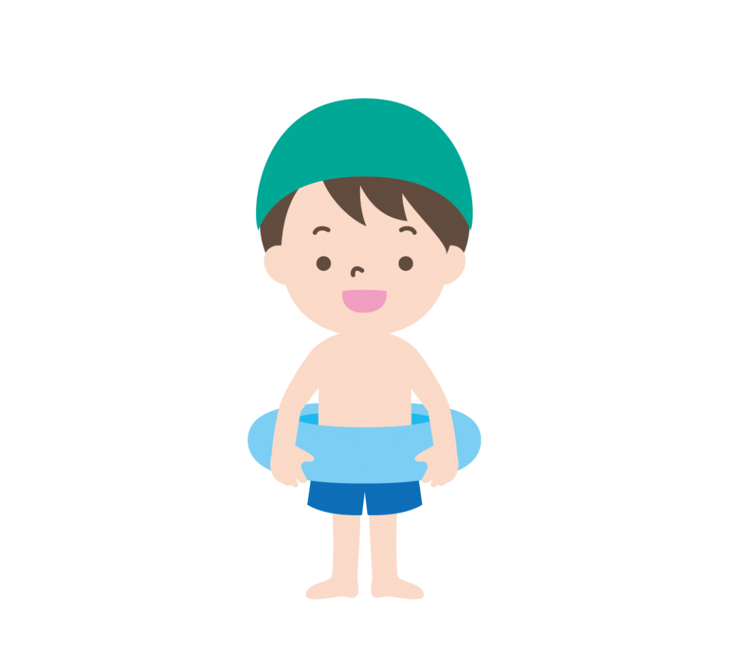 水着姿で浮き輪を持つ男の子のイラスト 高品質の無料イラスト素材集のイラサポフリー