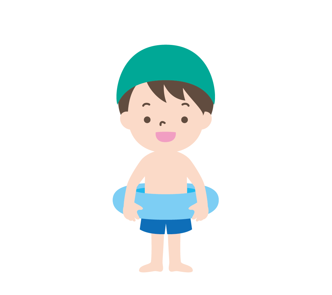 水着姿で浮き輪を持つ男の子のイラスト 高品質の無料イラスト素材集のイラサポフリー