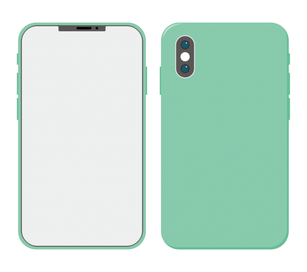 緑色のスマートフォン（アイコンなし）のイラスト