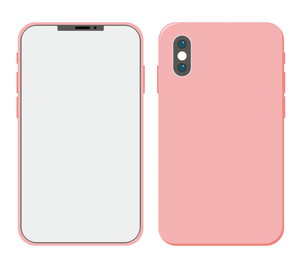 ピンク色のスマートフォン（アイコンなし）のイラスト
