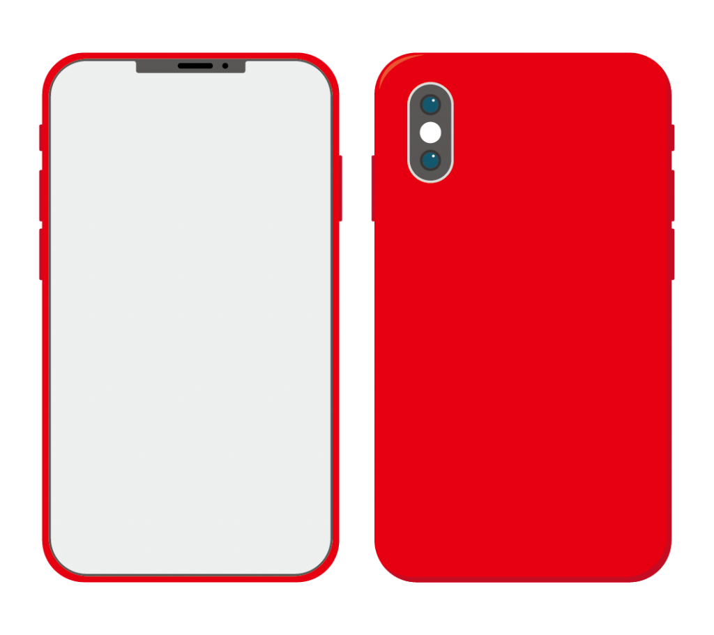 赤色のスマートフォン（アイコンなし）のイラスト