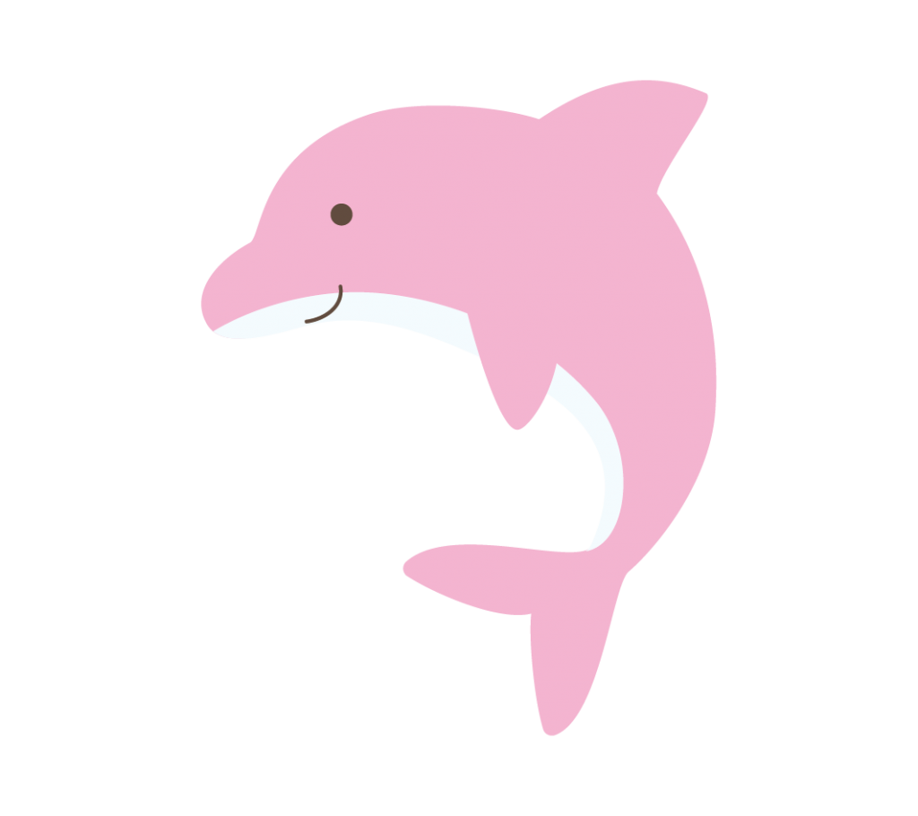 ピンク色のイルカのイラスト