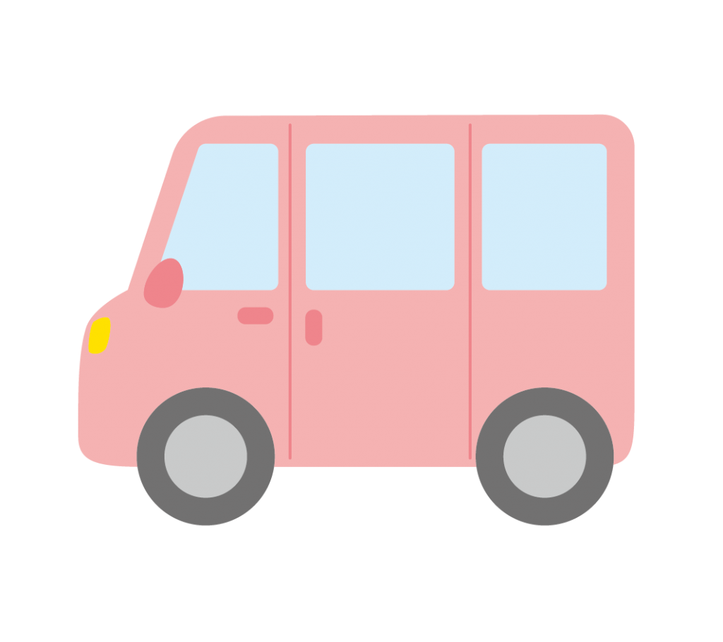 ピンク色のワンボックスカーのイラスト